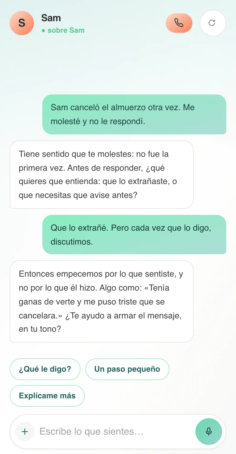 Pantalla real de Confidey: una conversación sobre alguien