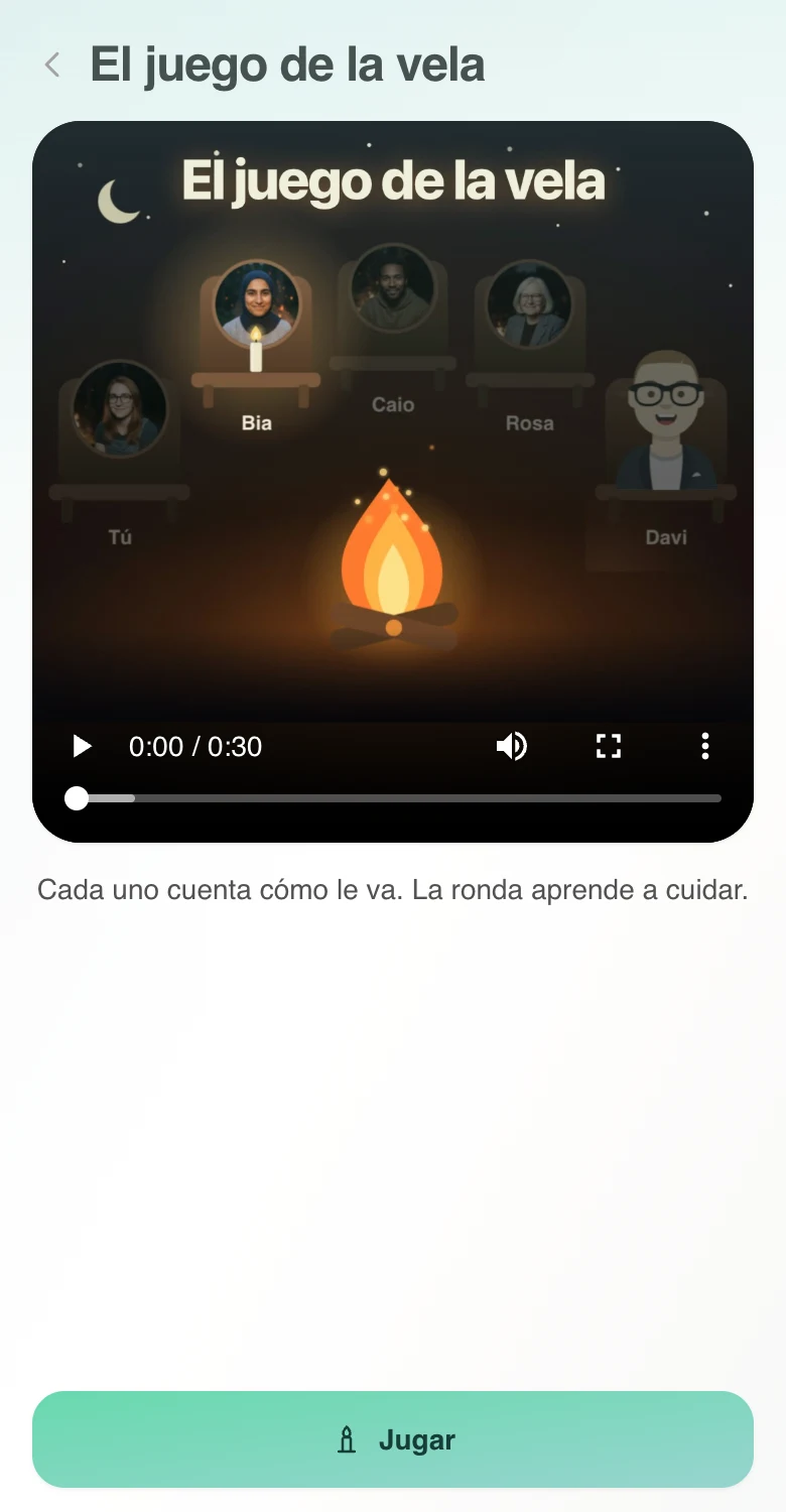 Pantalla real de Confidey: el juego de la vela