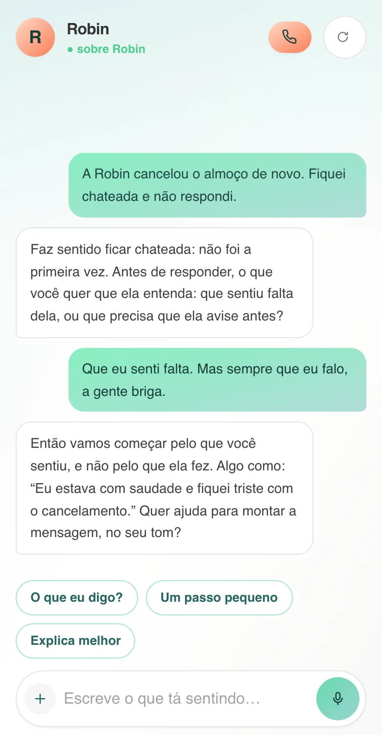 Tela real da Confidey: uma conversa sobre uma pessoa