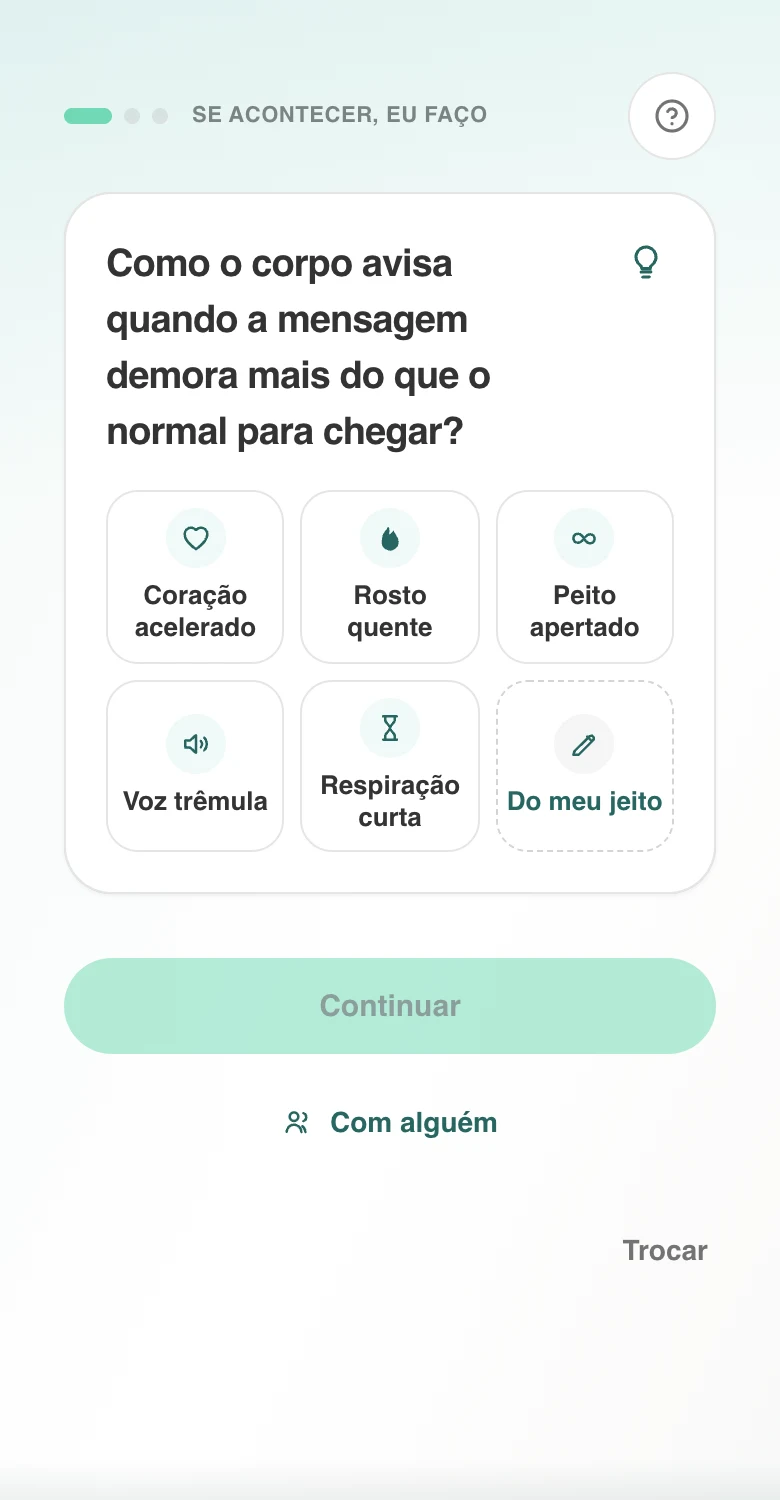 Tela real da Confidey: um exercício do dia