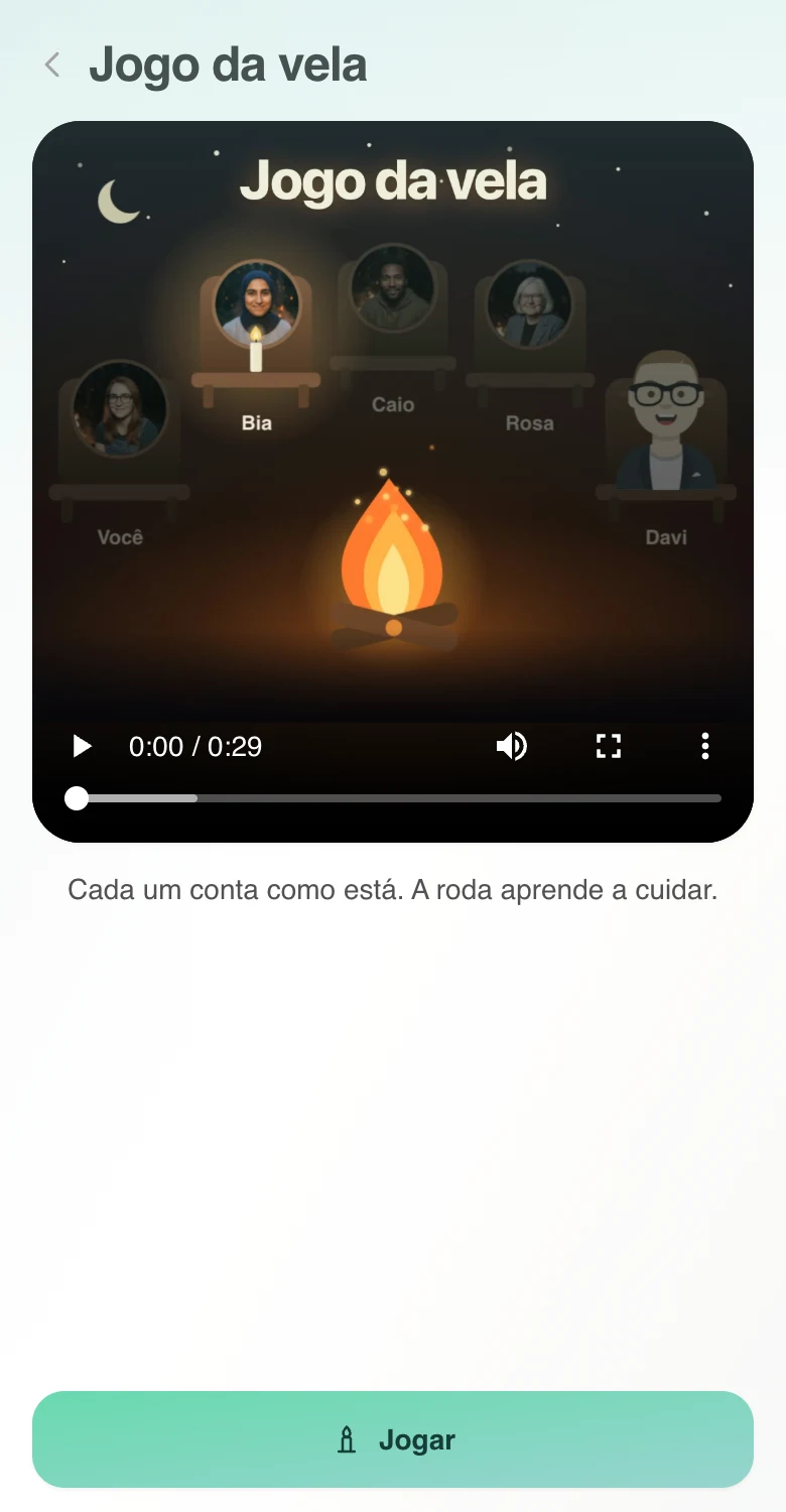 Tela real da Confidey: o jogo da vela