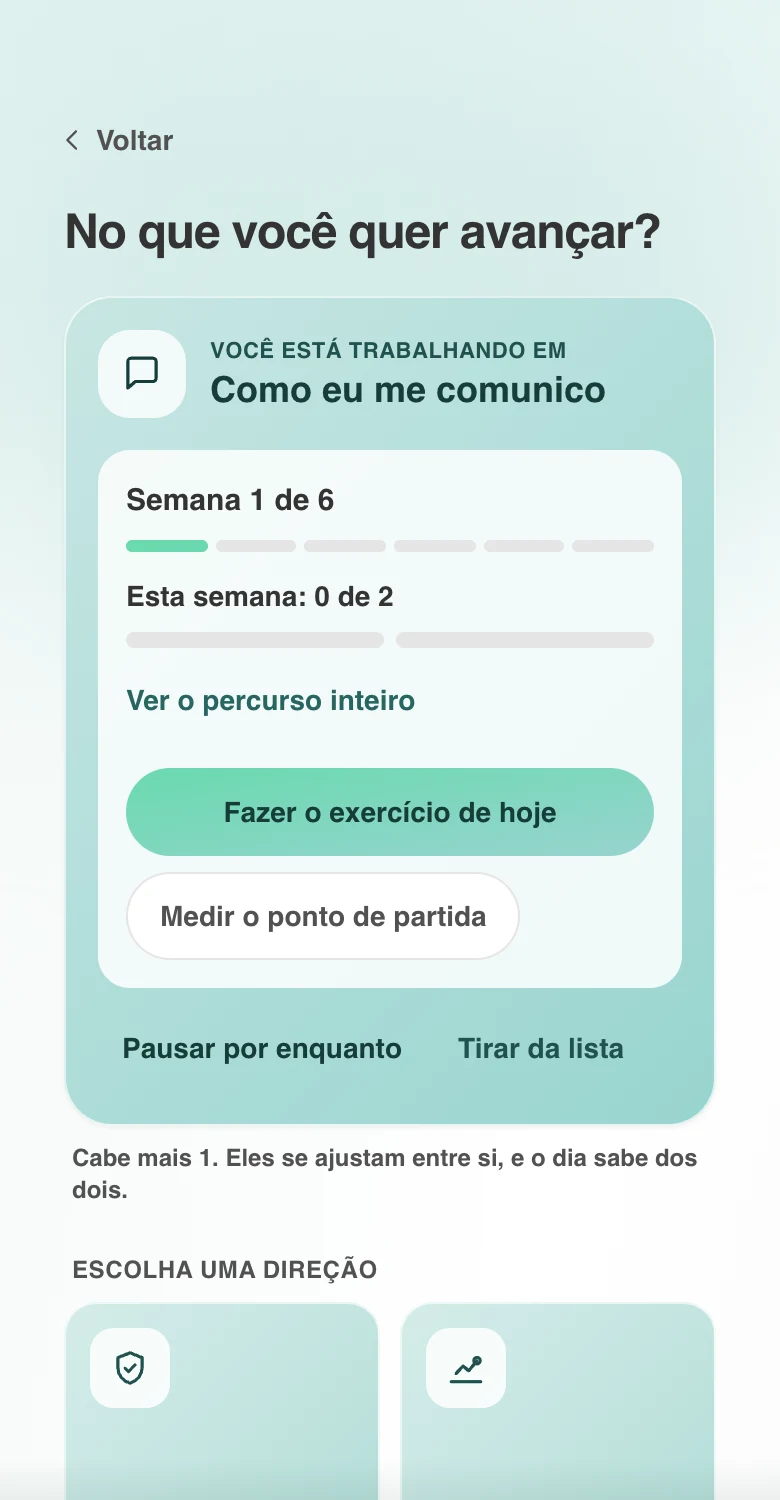 Tela real da Confidey: um objetivo com percurso em etapas